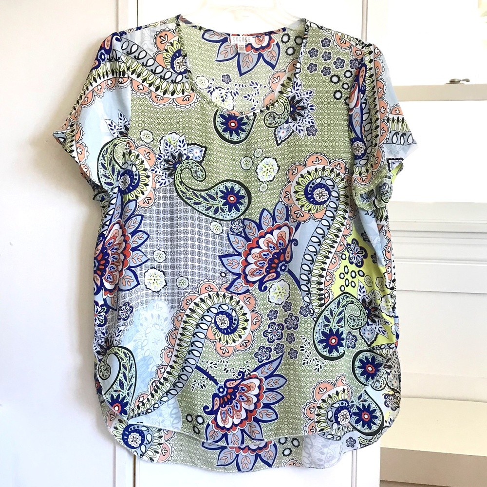 SPENSE Floral Paisley Blouse Boho Lightweight Oversized Top Women’s Size XL